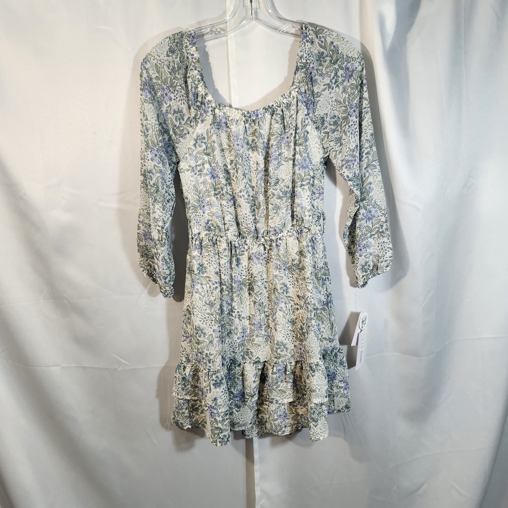 Wallflower Blue and Green Floral Long Sleeve Dress